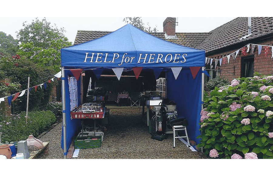 The printed pop up gazebo has helped Mr & Mrs Brown raise over £40,000 for Help For Heroes